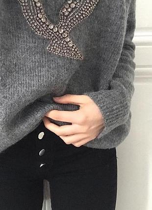 Свитер oversize с прикарасами zara м 38 4