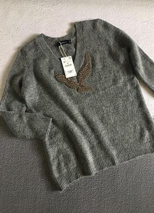 Свитер oversize с прикарасами zara м 38 3