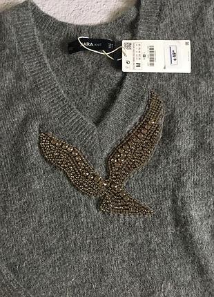 Свитер oversize с прикарасами zara м 38 7