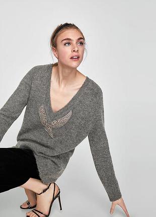 Свитер oversize с прикарасами zara м 38 8