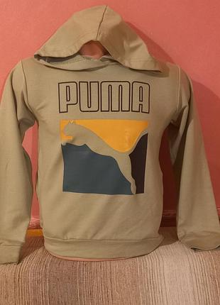 Худі puma на 12-13 років, кофта з капюшоном хакі (олива)