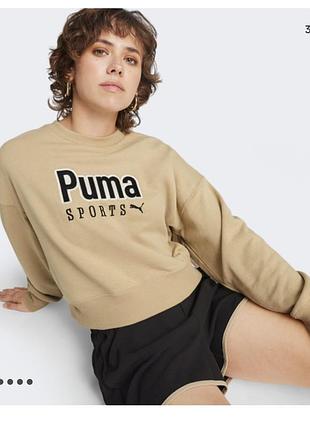 Толстовка puma team oversized crew t женская худи