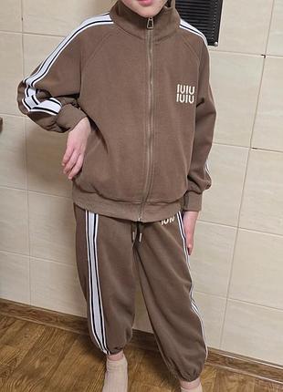 Спортивний костюм miu miu для дівчинки, коричневий