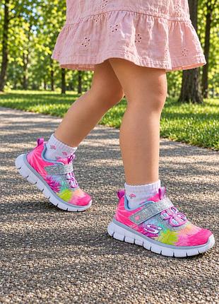 Детские кроссовки skechers на липучках, легкие розовые кеды на девочку, весна лето, р. 25-26