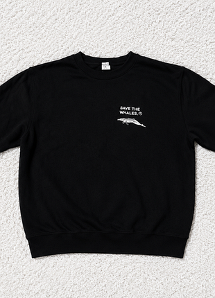 Черный свитшот just hoods awdis «save the whales»
