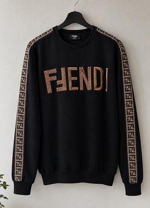 Світшот чоловічий fendi чорний з логотипом