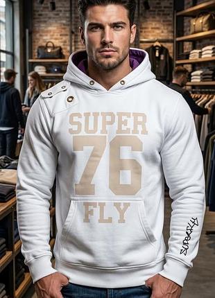 🧥 мужское худи superdry super 76 | молочно-белый | размер l-xl