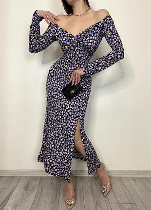 Распродажа платье asos миди натуральное с разрезом