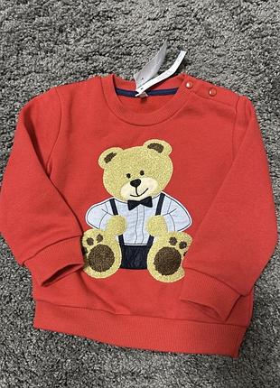 Світшот для хлопчика zara червоний з ведмедиком 86-92