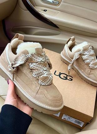 Жіночі зимові уги кеди ugg lowmel biege беж / чорні
