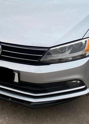 Накладка на передний бампер lip (2010-2018, чорний глянець) для volkswagen jetta рр