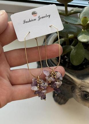 Красивые серьги с аметистом сережки 6