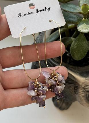 Красивые серьги с аметистом сережки 7