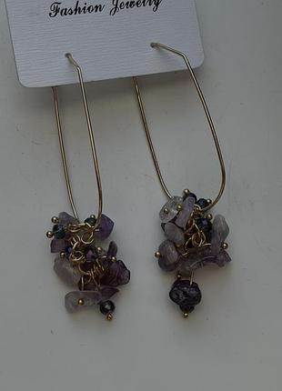 Красивые серьги с аметистом сережки 5