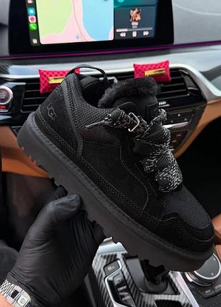 Жіночі зимові уги кеди ugg lowmel biege хутро беж / чорні. натуральна овчина, замша!!! з австралії, в наявності