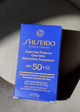 Сонцезахисний засіб shiseido expert sun protector clear stick spf 50+ (stick solaire transparent), 20 г