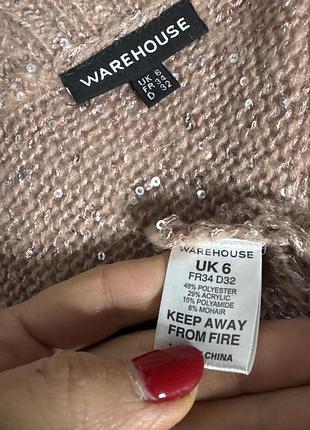 Кофта з паєтками кардиган warehouse, s 3