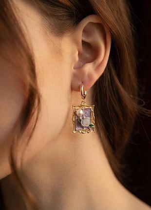 Серьги живописи комбинированные нержавеющая сталь stainless steel