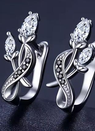 Серьги нежные камешки нержавеющая сталь stainless steel