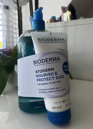 Жіночі подарункові набори bioderma atoderm nourish & protect duo для нормальної та сухої шкіри