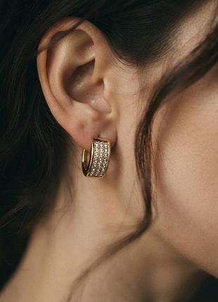 Серьги с камушками нержавеющая сталь stainless steel