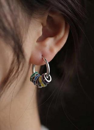Серьги нержавеющая сталь stainless steel цветные круги подвески