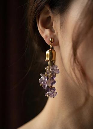Сережки нержавіюча сталь stainless steel натуральний кришталь