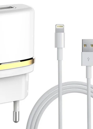 Сетевое зарядное устройство c кабелем lightning ldnio dl-ac50 белое