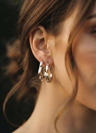 Серьги фигурные круги нержавеющая сталь stainless steel