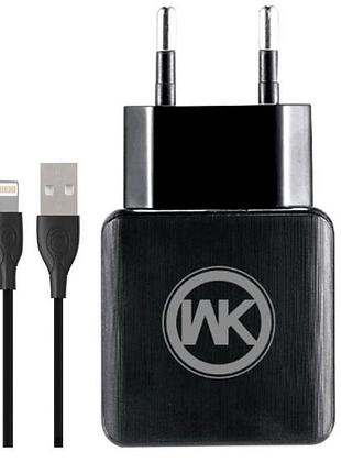 Мережевий зарядний пристрій wk blanc wp-u11 2 usb 2.1 a lightning black