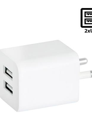 Зарядний пристрій для телефона 2 х usb "ar-2100" білий, блочок для заряджання телефона/смартфона 2.1 а (ns)