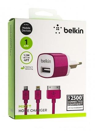 Мережевий зарядний пристрій belkin f8j017e + кабель lightnning