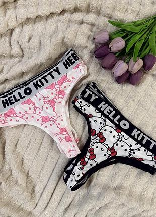 Трендові трусики-стрінги hello kitty (розмір s / eu 36)