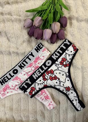 Трендові трусики-стрінги hello kitty (розмір s / eu 36) 2