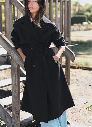 Тренч черный женский water-repellant windproof zara new