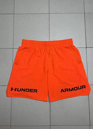 Шорти чоловічі under armour андер армор літні спортивні яскраві помаранчеві для залу бігу тренувань l розмір пояс 42 довжина 49,5 см оригінал брендові