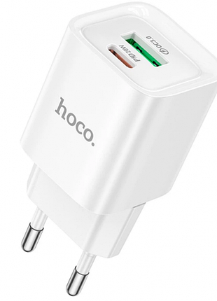 Сетевое зарядное устройство адаптер hoco c147a 1хtype-c/1хusb pd/qc 20w, поддержка быстрой зарядки pd/qc/fcp/afc