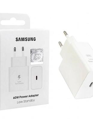 Сетевое зарядное устройство samsung 60w / 3a type-c быстрая зарядка super fast charge и power delivery white