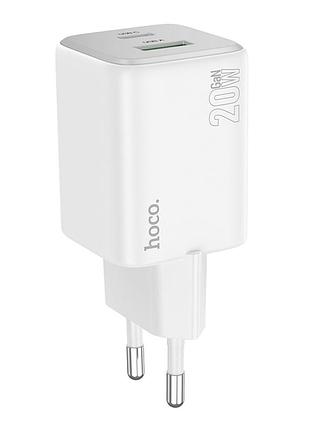 Сетевое зарядное устройство hoco n41 gan pd20w / 3a usb+type-c с быстрой зарядкой white