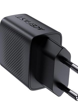 Сетевое зарядное устройство acefast a78 gan pd20w / 3a usb+type-c с быстрой зарядкой black