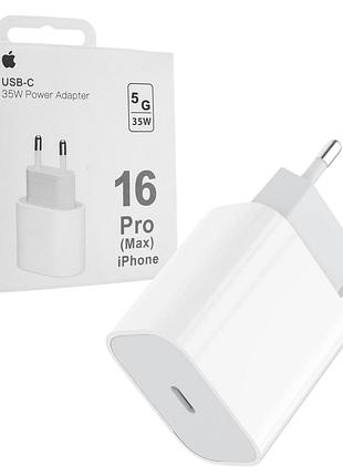 Сетевое зарядное устройство apple power adapter type-c 35w с быстрой зарядкой для iphone 16 / pro / max white