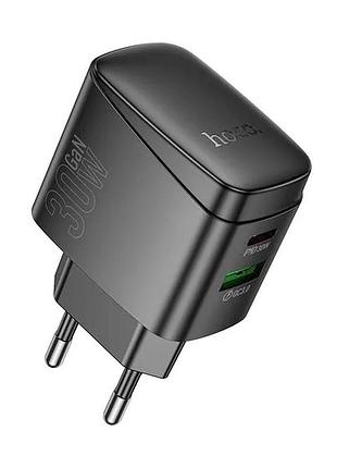 Сетевое зарядное устройство hoco cs61a gan pd30w / 3a usb+type-c с быстрой зарядкой black