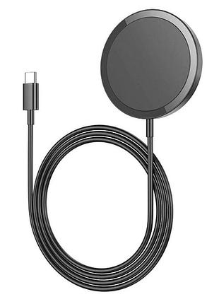 Беспроводное зарядное устройство borofone bq23 qi2 15w type-c для зарядки iphone и наушников black