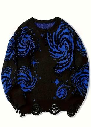 Стильний в'язаний светр у стилі grunge / space print / оверсайз/ світшот / кофта / харадзюку / y2k / пуловер