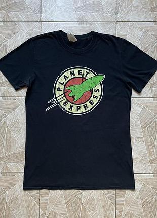 Футболка futurama planet express tee black graphic big logo gildan softstyle cotton м y2k