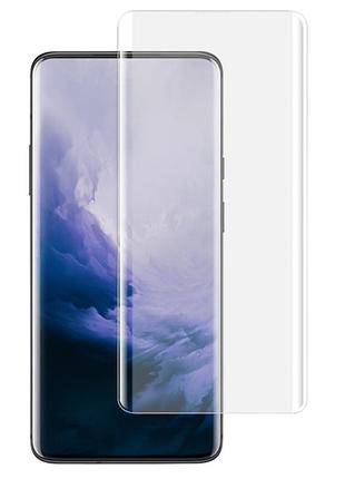 Захисне скло fiji curved uv для oneplus 7t pro анти-відбитки (з клеєм та уф лампой) clear