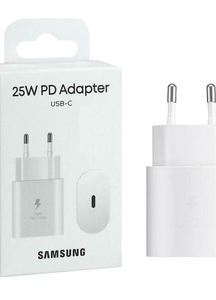 Сетевое зарядное устройство samsung 25w / 3a type-c быстрая зарядка super fast charge и power delivery white