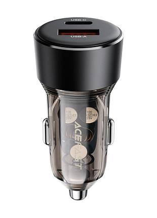 Автомобильное зарядное устройство acefast b12 60w с быстрой зарядкой pd30w / 3a usb+type-c black