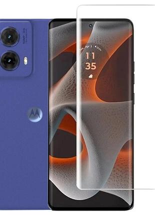 Захисне скло fiji curved uv для motorola g85 анти-відбитки (з клеєм та уф лампой) clear