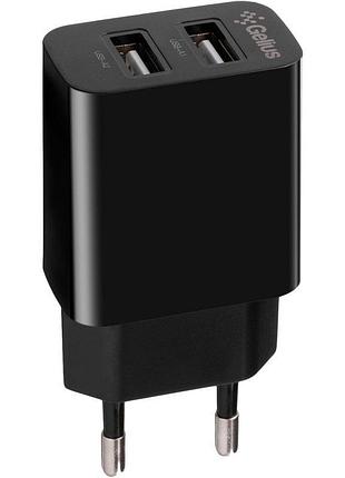 Сетевое зарядное устройство gelius simple 12w / 2.4a 2xusb black (gp-hc059)